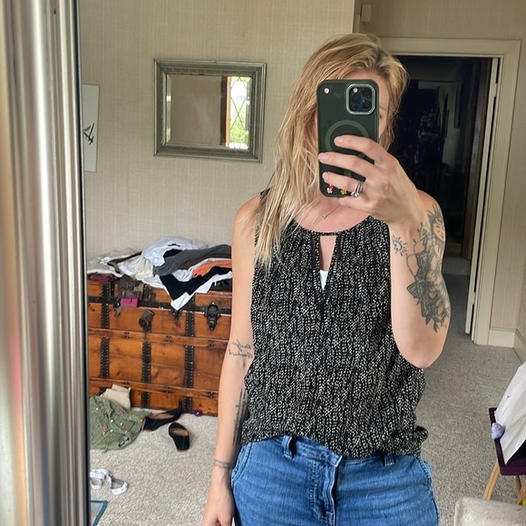 Greylin Black and White Asymmetrical Silk Tank Top - Picture 1 of 12